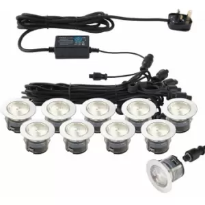 Image of Loops - IP67 Decking Plinth Light Kit 10x 45mm Colour Changing White Lamps Outdoor Rated