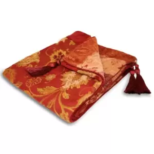Image of Zurich Floral Jacquard Throw Burgundy