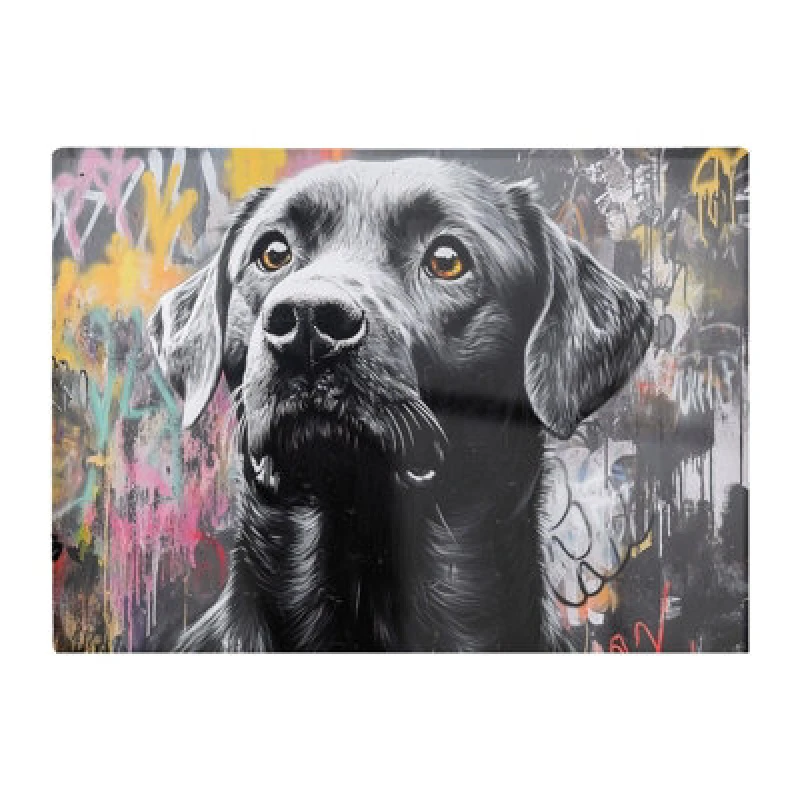 Image of Warren Reed Designer Banksy Inspired Black Labrador Chopping Board