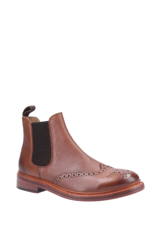 Image of Cotswold Mens Siddington Leather Brogue Chelsea Ankle Boots UK Size 10 (EU 44) Brown COT641-BROWN-10