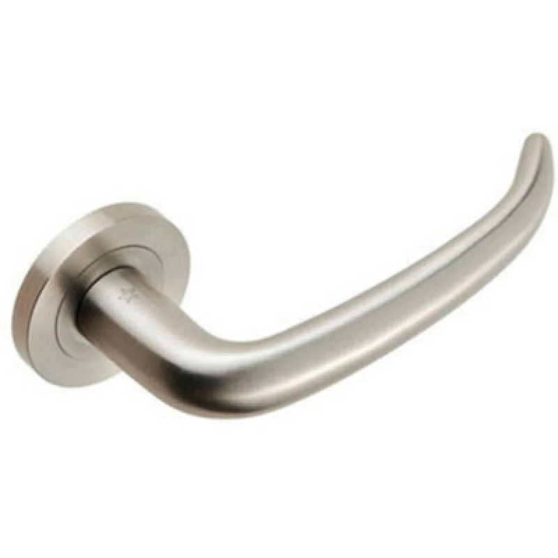 Image of Loops PAIR Slim Rounded Inward Curved Lever on Round Rose Concealed Fix Satin Steel Metallics