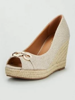 Image of Wallis Circle Trim Peeptoe Espadrille Wedge - Natural, Size 7, Women