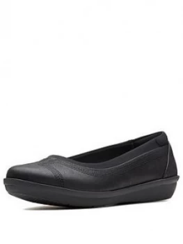 Image of Clarks Cloudsteppers Ayla Low Ballerina Shoes - Black, Size 4, Women