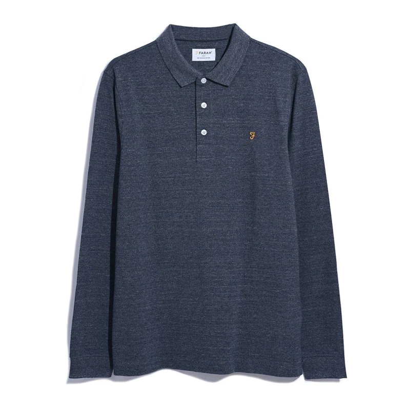 Image of Farah Mens Long-Sleeve Polo Shirt Farah Grey male Medium