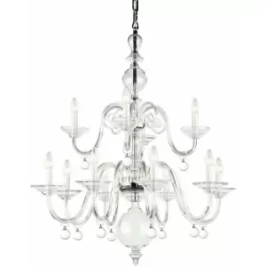 Image of Impex Padova Clear Glass Chrome 12 Arm Chandelier