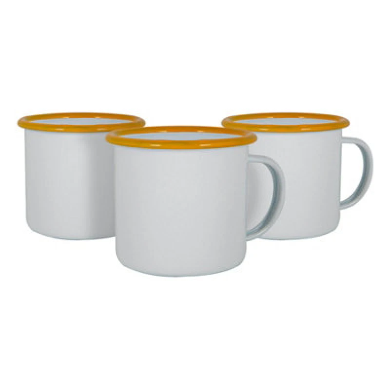 Image of Argon Tableware White Enamel Mugs - 375Ml - Yellow - Pack Of 6