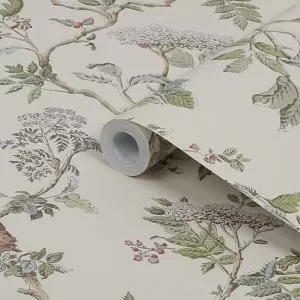 Image of Laura Ashley Elderwood Neutral Floral Smooth Wallpaper
