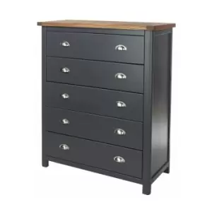 Image of 5 Drawer Chest Luxurious Dark Carbon Finish