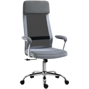 Image of Vinsetto - Office Chair Linen-Feel Mesh Fabric High Back Swivel Computer Task Desk Chair for Home with Arm, Wheels, Grey