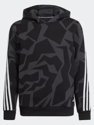 Image of adidas Future Icons 3-stripes Graphic Hoodie, Grey/Black/White, Size 4-5 Years