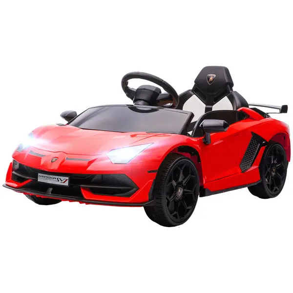 Image of HOMCOM Lamborghini Licensed 12V Kids Electric Car w/ Butterfly Doors, Easy Transport Remote, Music, Horn, Suspension - Red