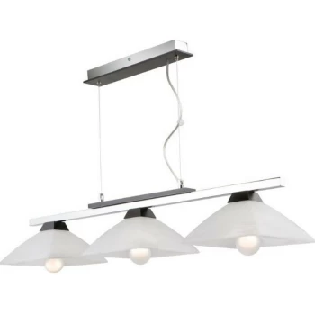 Image of Lamkur Lighting - Ela Bar Pendant Ceiling Light With Glass Shade, Wenge, 3x E27