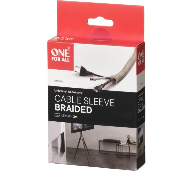 Image of One For All One For All WM5022 - 2m Braided Cable Sleeve - Grey