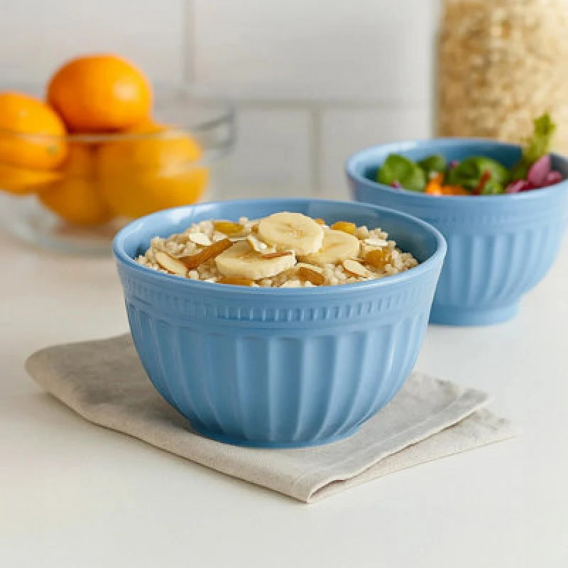 Image of Premier Housewares Versatile Small Blue Mixing Bowl, Durable Mixing Bowl, Spacious Lightweight Rounded Serving Salad Bowl Blue