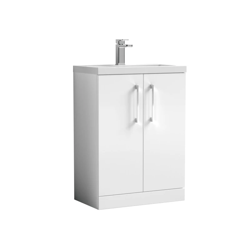 Image of Balterley Compact Floor Standing 2 Door Vanity Unit Polymarble Basin White 600mm White
