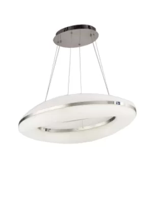 Image of Oakley Ceiling Pendant 80W LED 3000K, 6400lm, Polished Chrome, Frosted Acrylic