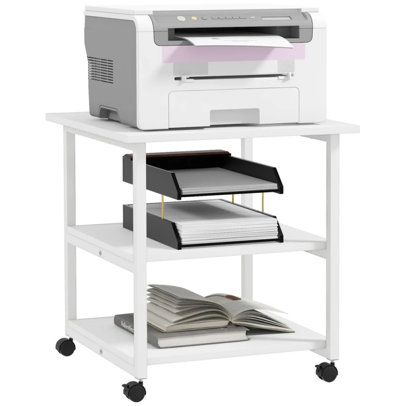 Image of HOMCOM Mobile Printer Stand With Storage, Black 924-090V00BK