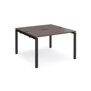Image of Bench Desk 2 Person Starter Rectangular Desks 1200mm Walnut Tops With Black Frames 1200mm Depth Adapt