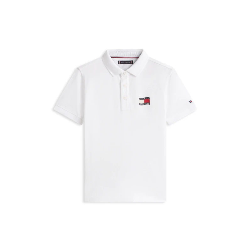 Image of Tommy Hilfiger Tommy Wavy Flag Polo Jn62 White YBR male 8Y