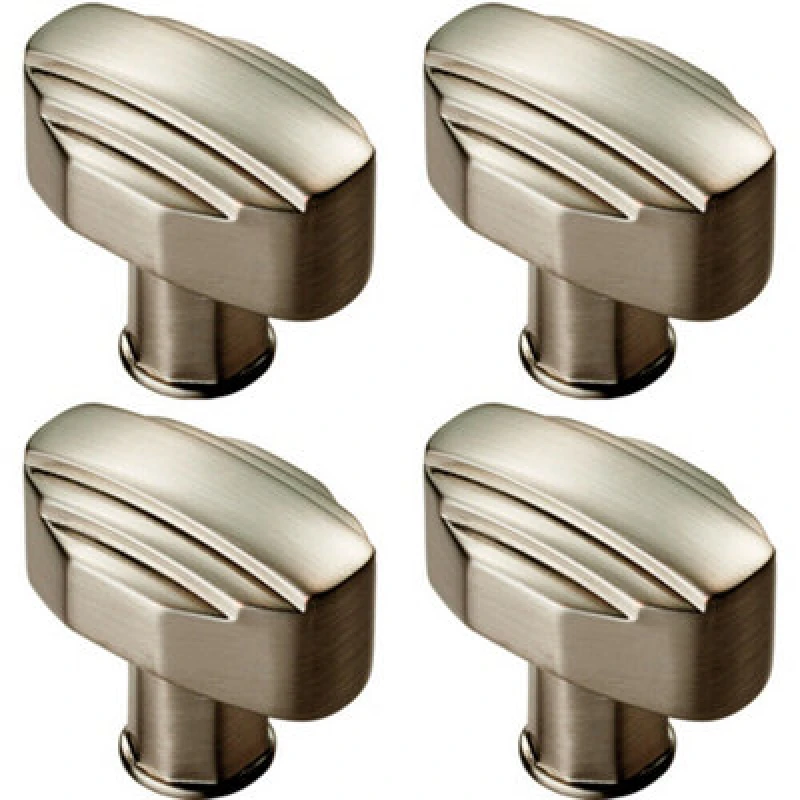 Image of Loops 4x Square Cabinet Door Knob Geometric Design 30 x 20mm Satin Nickel Metallics unisex