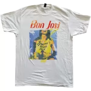 Image of Bon Jovi - Slippery When Wet Original Cover Unisex X-Large T-Shirt - White