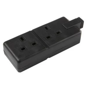 Image of BQ 13A 2 Gang Black Unswitched Trailing Socket