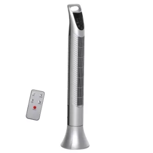 Image of HOMCOM 36'' Freestanding Tower Fan, 3 Speed 3 Mode, 7.5h Timer, 70 Degree Oscillation, LED Panel, 5M Remote Controller, Silver