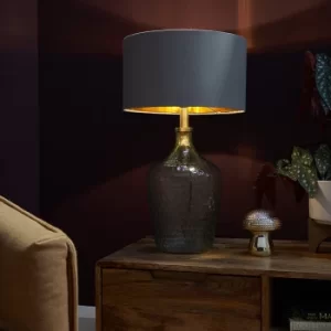 Image of Silvio Lustre Green Table Lamp with Large Grey and Gold Reni Shade