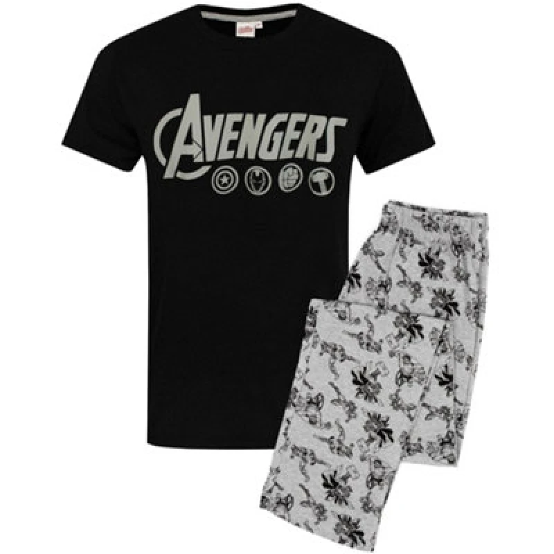 Image of Marvel Short Sleeve Long Leg Pyjama Set Black male