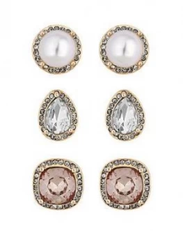 Image of Mood Rose Gold Plated Tonal Stud Earrings - Pack Of 3