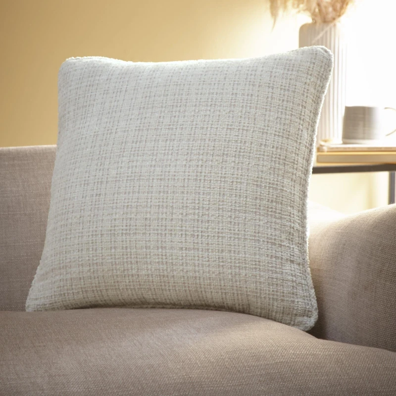 Image of Appletree 'Alba' Textured Chenille Filled Cushion Ivory