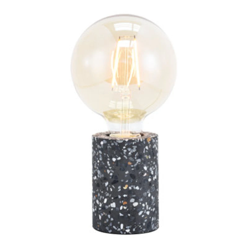 Image of Happy Homewares Modern Black Mosaic Concrete Table Lamp For Vintage Industrial Style Light Bulbs