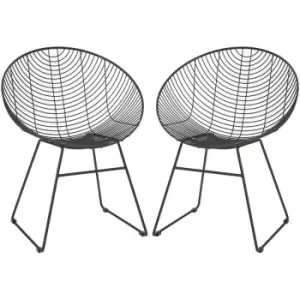 Image of Metal Wire Round Lounge Chairs - Black - Pack of 2 - Harbour Housewares