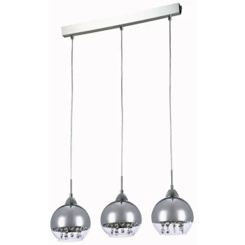 Image of Maytoni Lighting - Iceberg Ceiling Pendant Lamp Nickel & Crystal, 3 Light, E14