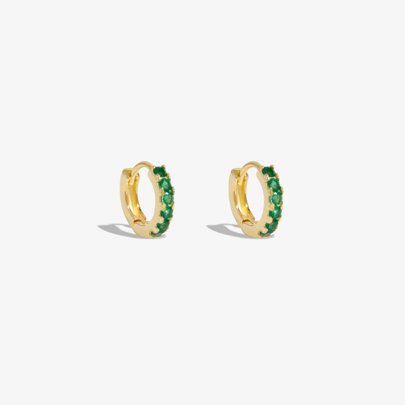 Image of Inicio Gold Green Huggie Hoop Earrings - Gift Pouch Jewellery Sets One Size Gold 70974910000