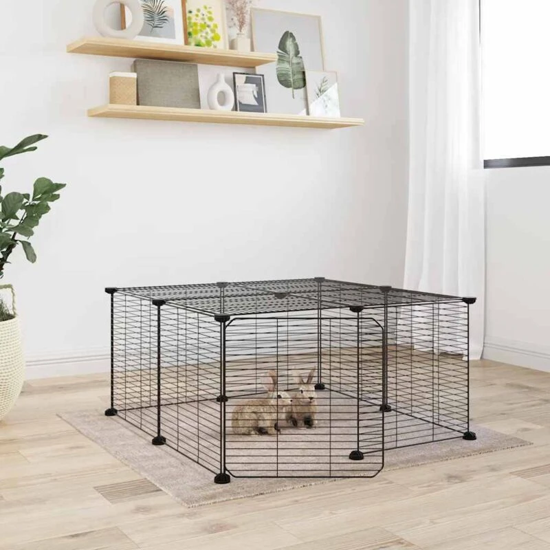 Image of VIDAXL 12-Panel Pet Cage with Door Black 35x35cm Steel vidaXL 8720287190875