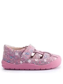 Image of Start-rite X Jojo Maman B&eacute;b&eacute; Bestie Pink Floral Nubuck Leather Riptape First Sandals/shoes - Pink Floral, Size 3.5 Younger