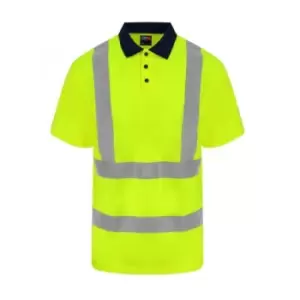 Image of PRO RTX Mens High Visibility Polo Shirt (5XL) (Yellow/Navy)