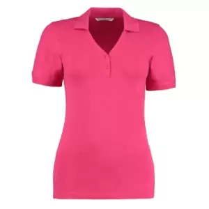 Image of Kustom Kit Ladies Sophia ComfortecA V-Neck Short Sleeve Polo Shirt (8) (Raspberry)
