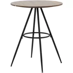 Image of Round Bar Table, Kitchen Cafe Table with Fixed Tabletop and Steel Legs - Brown - Homcom