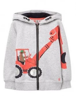 Image of Joules Toddler Boys Seth Digger Zip Through Hoodie - Grey
