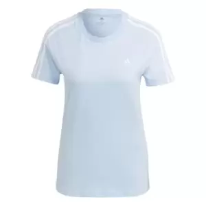 Image of adidas Essentials Slim 3-Stripes T-Shirt Womens - Blue Dawn / White