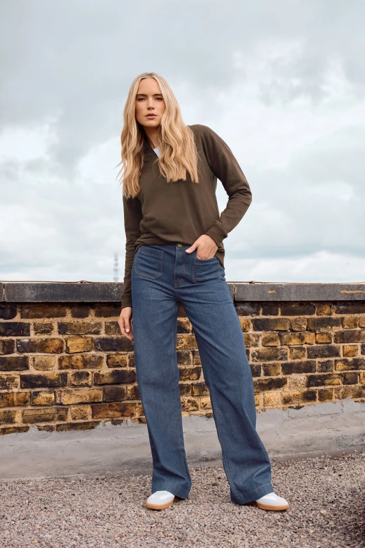 Image of Long Tall Sally Tall Pocket Detail Wide Leg Jeans Indigo