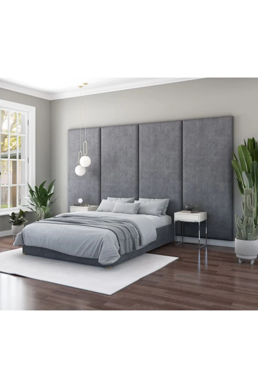 Image of Aspire Large Upholstered Headboard Wall Panel, UK Made Grey