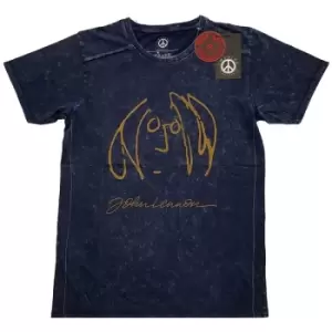 Image of John Lennon - Self Portrait Unisex XX-Large Snow Wash T-Shirt - Blue