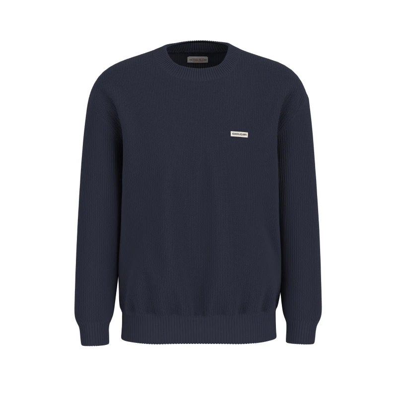 Image of Guess Mens Logo Long Sleeve Crew Neck Jumper Ocean A71W male Medium