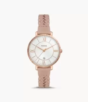 Image of Fossil Women Jacqueline Three-Hand Date Latte Eco Leather Watch