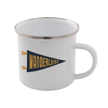 Image of Wanderlust Enamel Mug - White