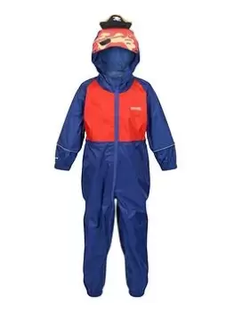 Image of Regatta Kids Charco Pirate Waterproof Suit - Navy/orange, Navy/Orange, Size 5-6 Years, Women