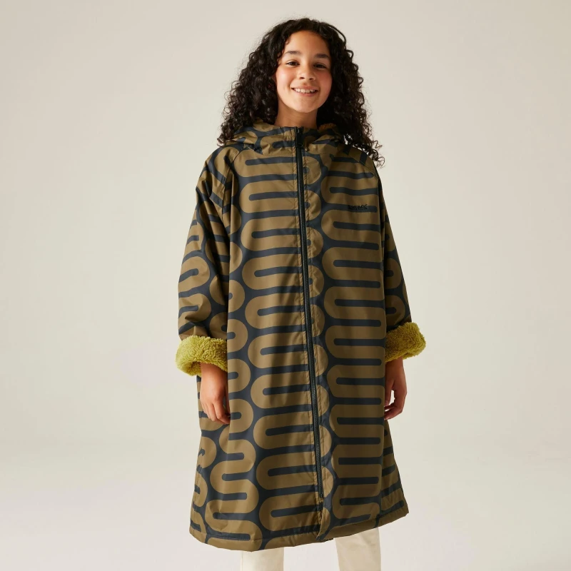 Image of Regatta Kids Orla Waterproof Fleece Lined Robe Green female 5-9yrs